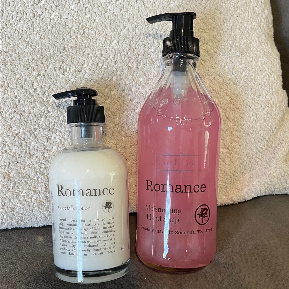Simplified Romance Hand Soap 17oz and Goat Milk Lotion Set 8oz